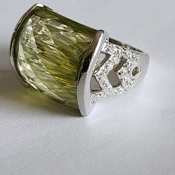 Luminous Sterling Silver Ring Large Chunky Yellow Gemstone Lemon Quarts Size 7.5 - Picture 4 of 6